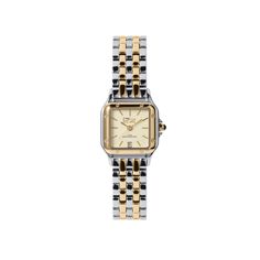 Skyline Two-Tone Ladies Watch – Timepieces International Luxury Watch Accessories With Bracelet Strap And Rectangular Dial, Luxury Retro Watch With Rectangular Dial, Luxury Retro Watch Accessories For Anniversary, Elegant Gold Square-faced Watch, Elegant Gold Square Face Watch, Classic Square Face Watch With Metal Dial, Timeless Gold Square Watch, Classic Gold Watch With Square Face, Classic Gold Square Watch Accessories