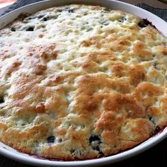 a baked dessert in a white dish on a table