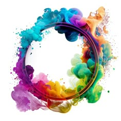 an abstract circle made up of multicolored ink