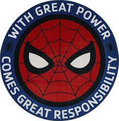 a spiderman logo with the words, with great power comes great response