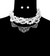 Pearl Metal Necklace Set Metal Necklace