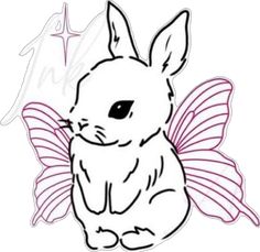 a drawing of a bunny with wings on it's back