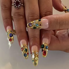 Nails With Crystals, Freestyle Nails, Horror Nails, Gel Nail Art Designs, Burgundy Nails, Almond Acrylic Nails, Nails Only, Gem Nails, Sparkly Nails