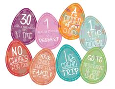 six colorful eggs with the words, i go to dinner and no time for them