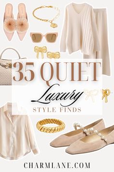 The best Amazon finds for the quiet luxury aesthetic. Sharing ideas for quiet luxury fashion for women - read the list here! Quiet Luxury Fashion, Quiet Luxury Aesthetic, Aesthetic Amazon Finds, Best Amazon Finds, Knit Lounge Set, Amazon Jewelry, Dainty Gold Jewelry, Elegant Scarves