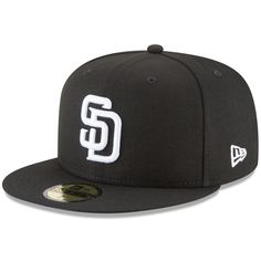 San Diego Padres Hat, Sd Logo, 59fifty Hats, New Era Fitted, Black Crown, Black Snapback, Mens Wear, San Diego Padres, Black Cap