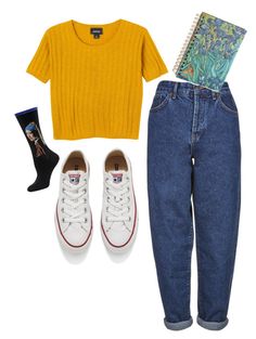 "Untitled #78" by zoya-page ❤ liked on Polyvore featuring Monki, Boutique, Converse and HOT SOX Journal Clothes, Comfy Jeans Outfit, Girls Clothing Stores, White Converse Outfits, Pleather Jacket, Yellow Crop Top, Yellow Clothes, Trouser Socks