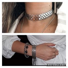 "Enjoy FREE SHIPPING WORLDWIDE+ 10% off all jewelry + Free beautiful gift wrap ❤ Welcome to My Store!❤ A thick and insane chain link choker necklace! When you refine our snake choker collar no one will miss you! The statement necklace consists of super-sophisticated vertebrae that create the appearance of snakeskin. ♦ The necklace is plated with semi-blackened silver on brass. Each link reflects light from a different angles, creating an infinite luster from every direction! ♦ The necklace is ma Silver Adjustable Chain Choker For Festival, Festival Silver Choker With Adjustable Chain, Silver Chain Choker For Festivals, Festival Choker Chain Jewelry, Festival Chain Choker Jewelry, Festival Metal Choker Chain Necklace, Festival Metal Chain Choker Necklace, Silver Choker For Festival, Elegant Silver Chain Necklace For Festival