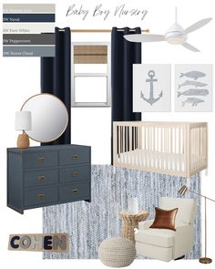 Boy Nursery Paint Ideas, Sailboat Themed Nursery, Coastal Boy Nursery, Christian Room, Boy Nursery Design, Nautical Baby Room, Navy Nursery Boy, Nursery Ideas Boy, Nautical Nursery Boy