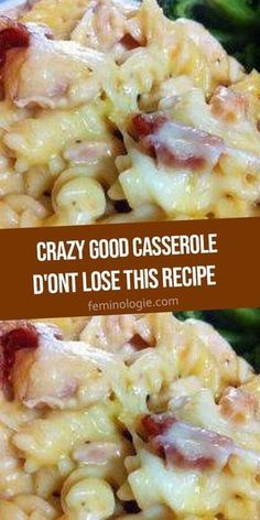 two pictures with the words crazy good casserole on them