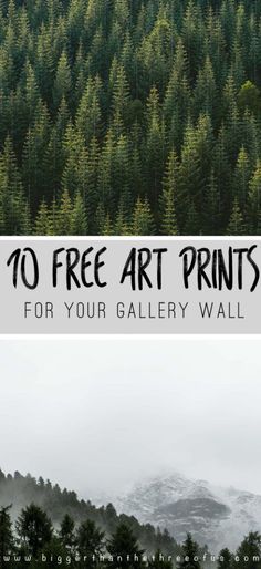 two pictures with trees and the words 10 free art prints for your gallery or wall