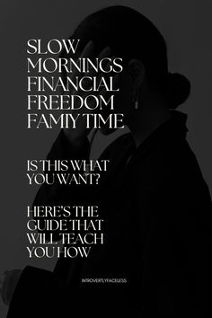 a woman talking on a cell phone with the words slow mornings financial freedom family time is this what you want? here's the guide that will teach you how