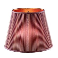 a red lamp shade with pleated fabric on the top and bottom, isolated against a white background