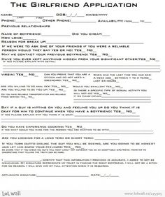 the girlfriend application form is shown in this file, and it appears to be for someone