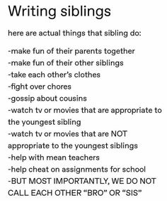 the rules for writing siblings are shown in black and white, with an image of two