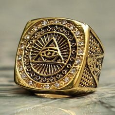 Rings Vintage Heavy Stainless Steel All Seeing Eye Ring Crystal Gold Ring Mason Masonic Ring Punk Male Ring|Rings| Ancient Treasures Ancientreasures Viking Odin Thor Mjolnir Celtic Ancient Egypt Norse Norse Mythology Vintage Masonic Jewelry, Symbolic Metal Promise Ring, Spiritual Stainless Steel Ring, Symbolic Jewelry As A Gift, Durable Symbolic Jewelry As A Gift, Adjustable Symbolic Metal Rings, Spiritual Gold Metal Rings, Symbolic Bronze Metal Rings, Male Ring