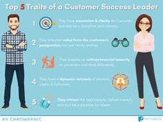 a man and woman standing next to each other with the words top 5 tips for customer success