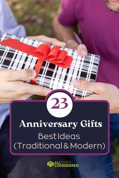 23rd anniversary gifts for husband, wife, or the both of you. Celebrate your 23rd wedding anniversary with this romantic gift guide covering traditional gift ideas, modern alternatives, and all sorts of creative variations on what to get for him or for her. #anniversarygiftguide #year23