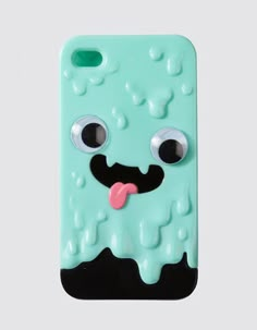 an iphone case with a face and tongue sticking out from it's mouth,