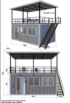 two story house plans with stairs to the top and bottom floor, one is made out of