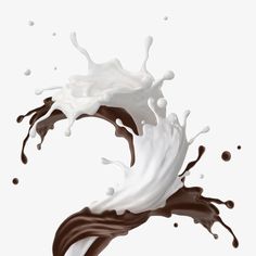 chocolate and white milk splashing into the air on a white background stock photo - 549