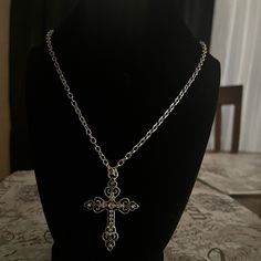 Silver Cross Necklace Made By Hand! Can Adjust To Your Preferred Size! |Same - To Next Day Shipping | Casual Cross Jewelry Gift, Casual Cross Jewelry For Gifts, Y2k Cross Necklace, Big Silver Necklace, Silver Cross Necklace, Future Life, Dream Jewelry, Silver Cross, Necklace Silver