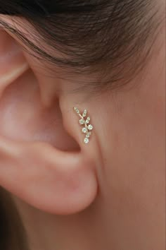 a close up of a person wearing a pair of ear piercings