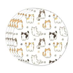 a plate with cats on it is sitting in front of a white background and there are many