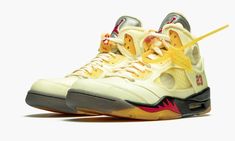 The Off-White x Air Jordan 5 “Sail” is the follow-up to Virgil Abloh’s initial Jordan 5 collaboration from early 2020.  Images of the “Sail” colorway surfaced around the same time Off-White and Jordan Brand released the black-based Jordan 5 in February 2020.  Like the black version, this design features Abloh’s singular deconstructed aesthetic.  The upper displays exposed foam, mesh detailing, and a transparent film with die-cut circles placed randomly on the body and tongue in reference to the Sneakers Box, Kobe Shoes, Nike Air Jordan 5, Jordan 5 Retro, Exclusive Sneakers, Air Jordan 5 Retro, Nike Air Jordan Retro, Air Jordan Retro, Jordan Sneakers