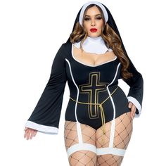 Leg Avenue Plus Size Womens Sister Sin Nun Costume Nun Habit, Summer Goth Outfits, Nun Costume, Leg Garters, Plus Size Costumes, Costume Collection, Leg Avenue, Size 16 Dresses, Cosplay Outfits