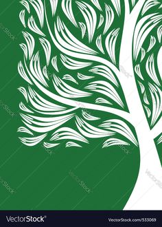 a stylized tree with leaves on a green background