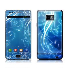 an image of a cell phone with blue swirls