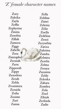 a white swan sitting on top of a number of names