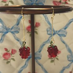 Coquette Raspberry Earrings Raspberry Earrings, Earrings Color, Red Gold, Lady In Red, Cute Jewelry, Raspberry, Dangle Earrings, Jewelry Earrings, Women Jewelry