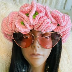 Crochet Ruffel Hat Color; Pink & Green Condition; New Ready To Ship Material; 100% Acrylic Machine Washable: Lay Flat To Dry *Custom Orders For Larger Sizes Available* Custom Fitted Hats, Accessories Pink, Green Crochet, Crochet Inspo, Head Wrap, Handmade Accessories, Fitted Hats, Head Wraps, Lay Flat