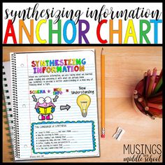 an anchor chart with pencils and markers on the table next to it is a notepad