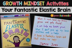 two children's books with the title, growth minds activities for your fantastic elastic brain