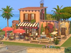 The Sims Resource - Tartosa Trattoria - no CC Sims 4 Tartosa Lot, Sims 4 Tartosa Restaurant, Sims 4 Italian Restaurant, Sims 4 Tartosa Build, Restaurant The Sims 4, Tartosa Sims 4, Sims4 Restaurant, Sims 4 Italian, Sims 4 Tartosa