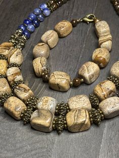 African Trade Bead Jewelry, Brass Accessories, African Trade Beads, African Beads, Picture Jasper, Trade Beads, Beaded Necklaces, Designer Jewelry, Necklace Length