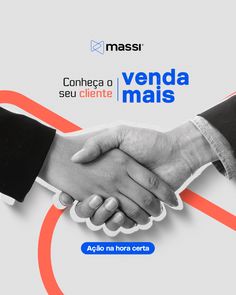 two people shaking hands over a white and orange background with the words venda mais on it