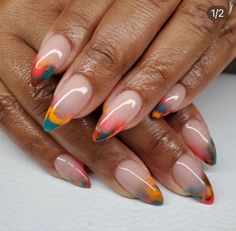 Pretty neutral colorful nails Carnival Nails, Colorful Nails, Short Square Acrylic Nails, Short Acrylic Nails Designs, Girls Nails, Square Acrylic Nails