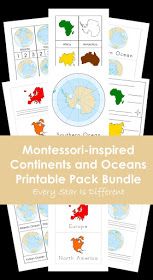 montessori - inspired printable pack for children to learn how to read the oceans