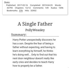 a page from harry potter's novel, a single father polyweastley