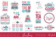 christmas and new year's eve clipart bundle for cricut or silhouette