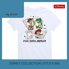 This little and big boy's graphic t-shirt is a must-have for Toy Story fans. Made from 100% cotton for a regular-fit, it has short sleeves, a large front graphic, and a crew neckline. Style it with chinos, cargo shorts, or jeans. Character: Toy StoryClosure Type: Pullover HeadFit: Regular FitNeckline: Crew NeckSleeve Length: Short SleeveFiber Content: 100% CottonFabric Description: KnitCare: Machine Wash, Tumble DryCountry of Origin: Imported Toy Story Shirt Ideas For Disney, Birthday Boy Toy Story Shirt, Disney Shirts Toy Story, Toy Story Shirt For Kids, Toy Story Womens Shirt, Big Boys, Toy Story, Cargo Shorts, Shirts Tops