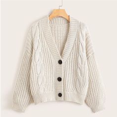 Autumn Winter Women Short Knitted Sweater Cardigan OUT0785 Chunky Cable Knit Cardigan, Shoulder Cardigan, Drop Shoulder Cardigan, Knit Sweater Coat, Street Jeans, Maxi Cardigan, Chunky Cardigan, Long Sleeve Knit Sweaters, Vintage Cardigan