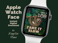 an apple watch with a slotpy slot on it's face and the text take it slow