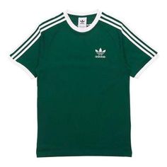 Men's Adidas Originals Adida Origina 3-tripe Tee Caua Round Neck Ooe Ogo Tripe Hort Eeve Dark Green - Short sleeve t-shirts Adidas originals 3-stripes tee casual round neck loose logo stripe short sleeve t-shirt dark green gd9935. Camisa Adidas, Adidas Tshirt, Adidas Classic, Adidas Tee, Green Tshirt, Men Fashion Casual Outfits, Dream Clothes, Striped Tee