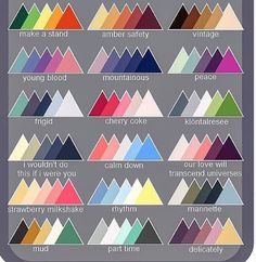 the different colors of mountains are shown in this graphic style, and it is easy to see