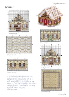 the instructions for building a gingerbread house in cross - stitch, with pictures on each side